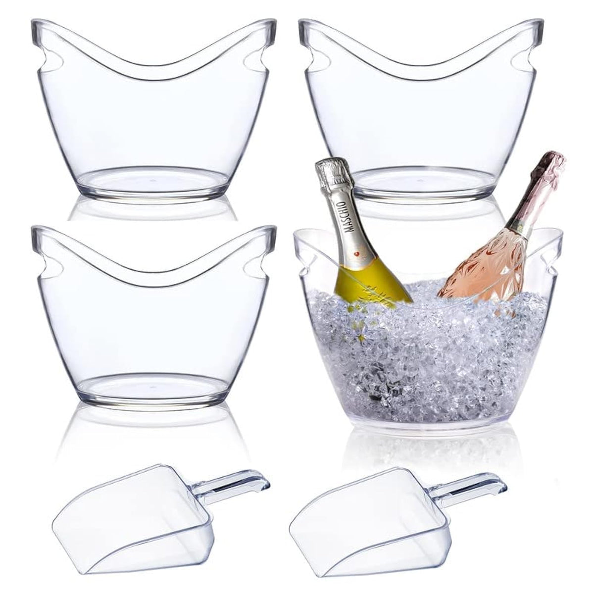 mwellewm clear acrylic wine bucket 4l for portable party cooling
