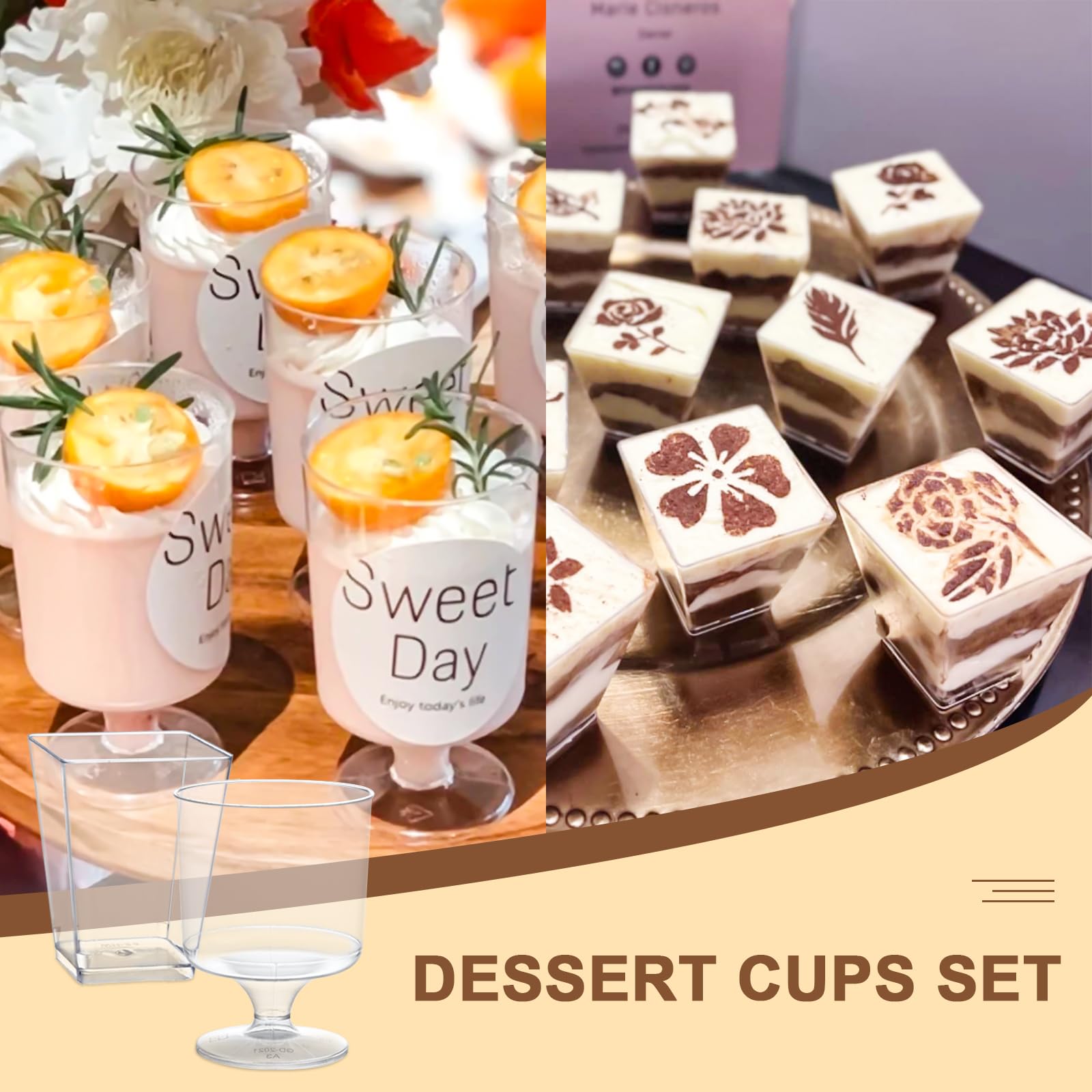 mwellewm clear goblet 5 oz dessert cups showcase desserts with an elegant touch