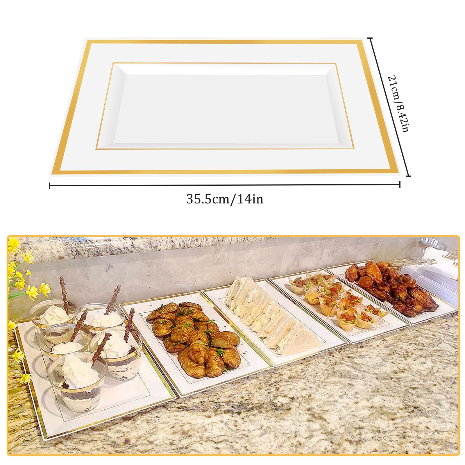 Mwellewm cookie and cupcake trays with gold edge for treats