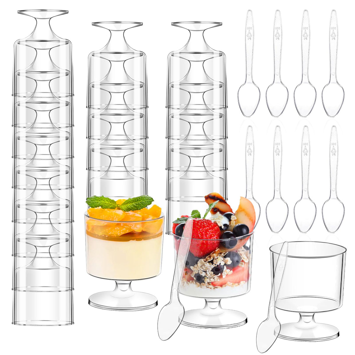 mwellewm 5 oz clear goblet dessert cups ready for elegant party servings