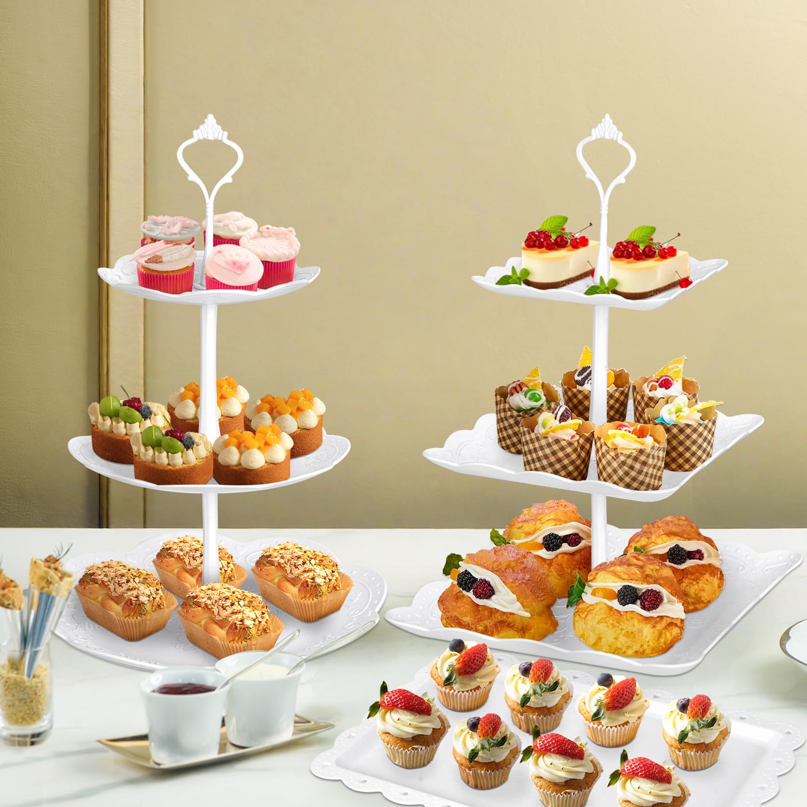 mwellewm dessert table display set, ideal wedding or party centerpiece.
