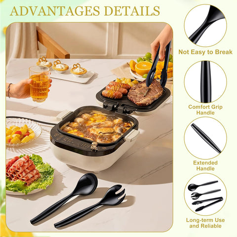 Mwellewm ergonomic long-handled serving utensils for servers.