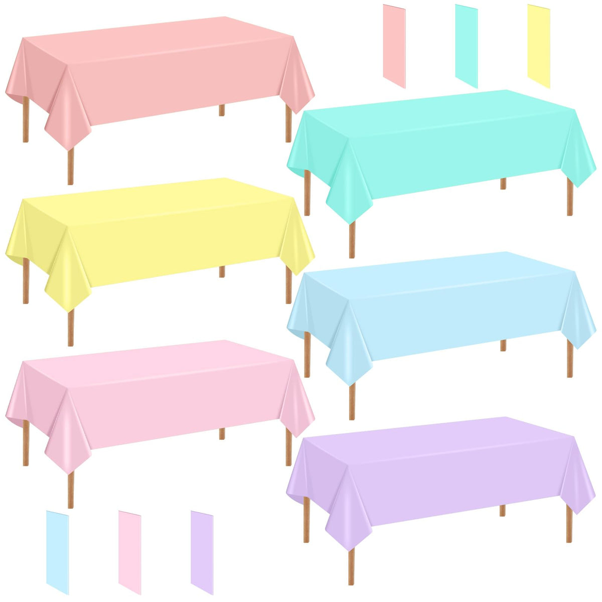 mwellewm pastel tablecloths in six colors ready for party decor