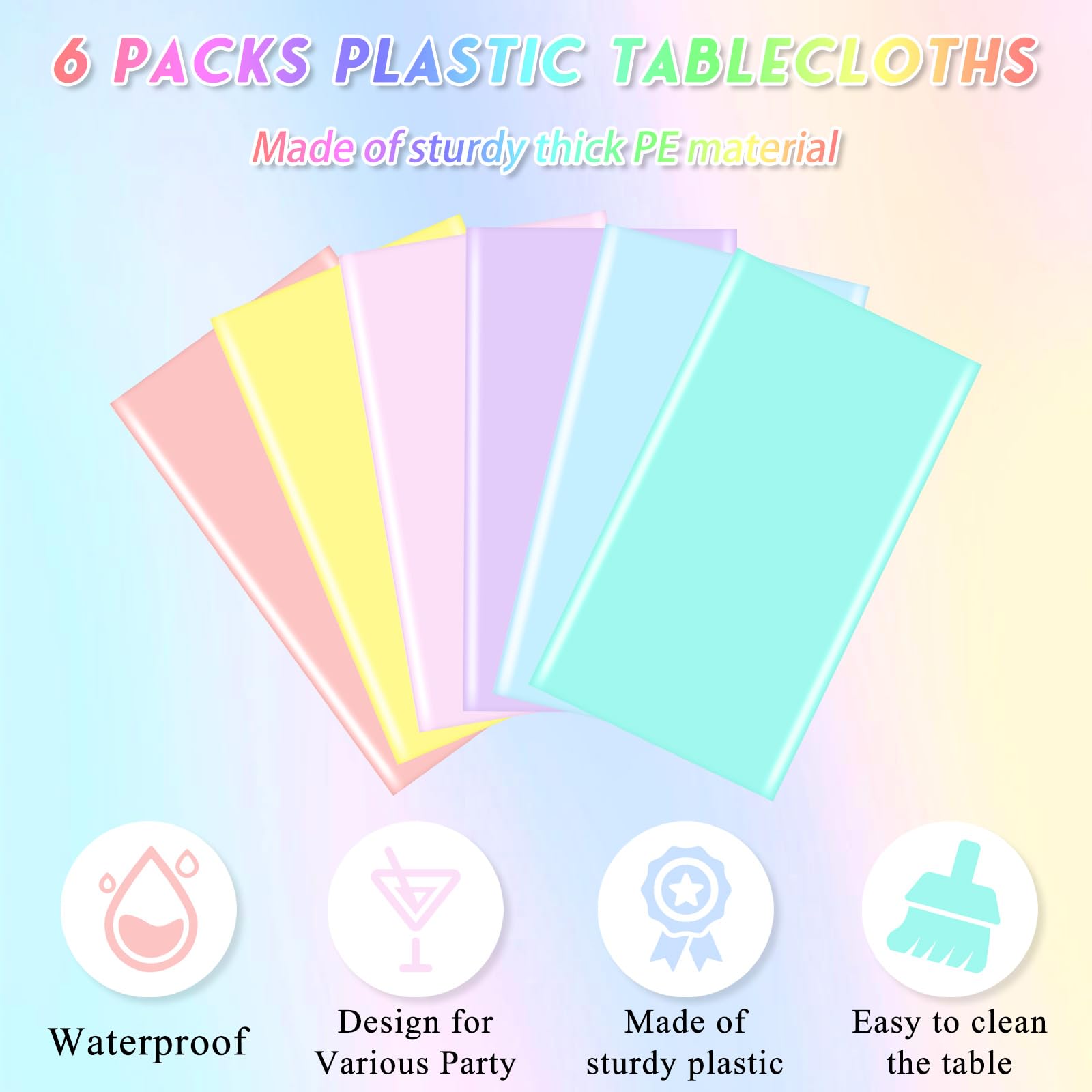 mwellewm rainbow pastel tablecloth ideal for spring celebrations