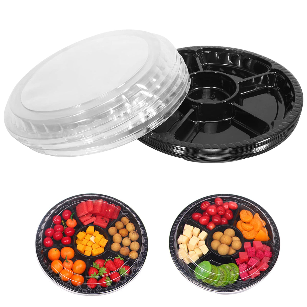 mwellewm round appetizer tray with lid shows tidy portions for entertaining