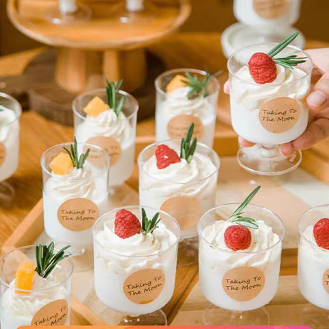 mwellewm 60 spoons paired with cups for quick dessert service