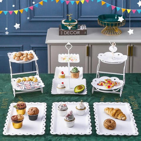 mwellewm three-tier cake stand square, perfect for cupcake arrangements.