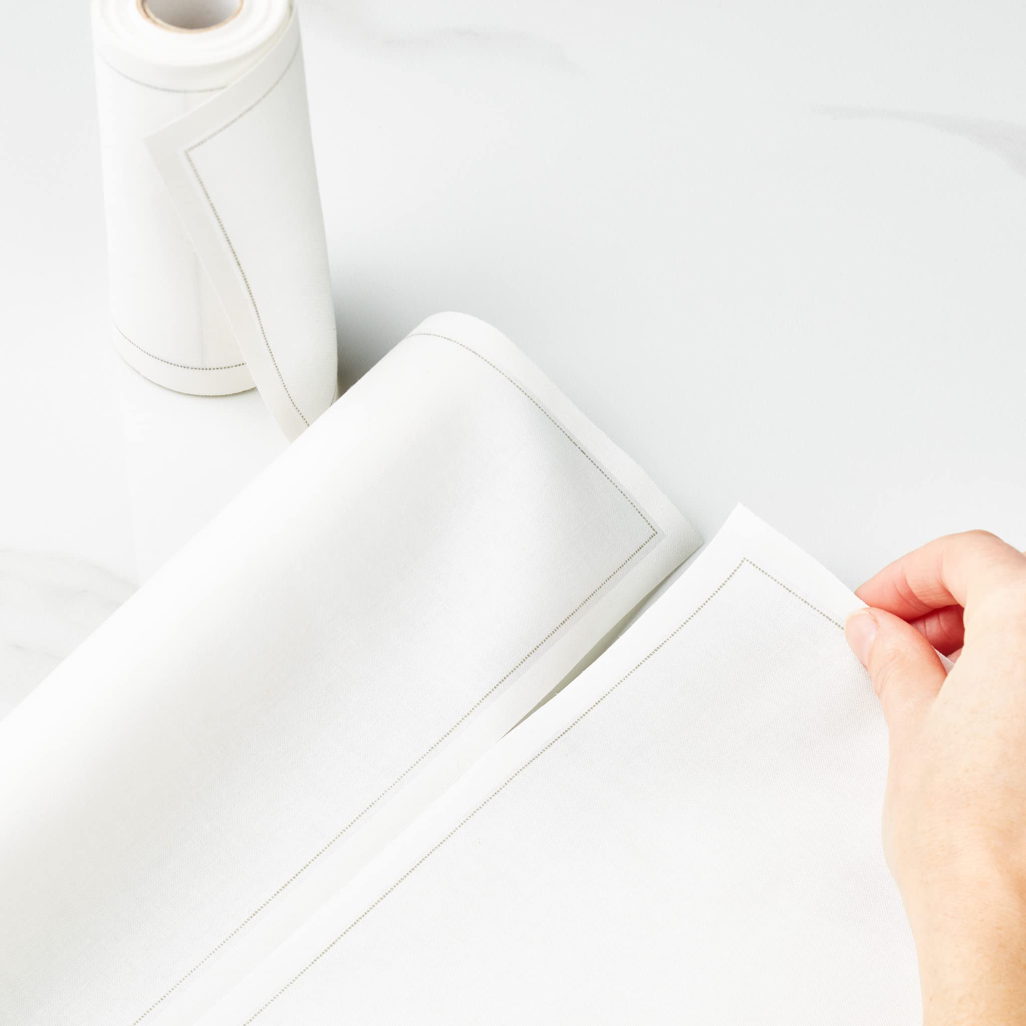 Soft 100% cotton MY DRAP napkin adds luxurious feel to any table setting.