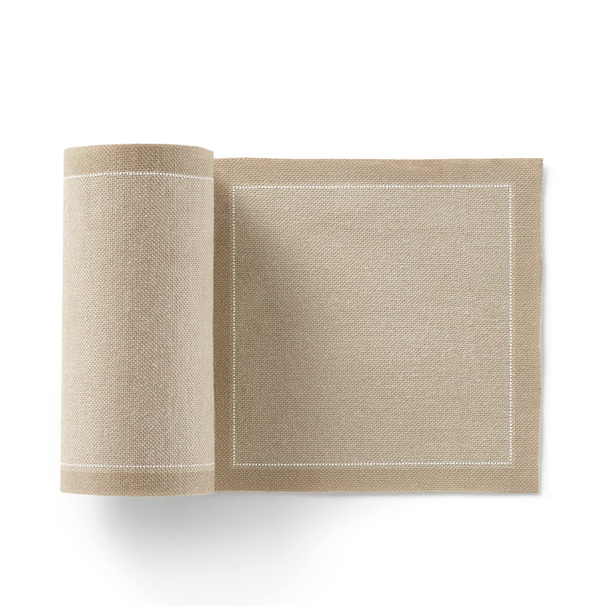 MY DRAP cotton cocktail napkins on a roll in sand color for an elegant table setting.