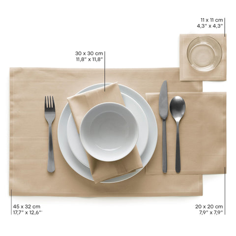 MY DRAP napkins on a dining table ready for everyday meals and gatherings.