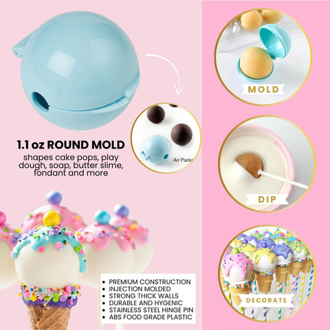 My Little Cakepop Pro air-pocket design for perfect round pops.