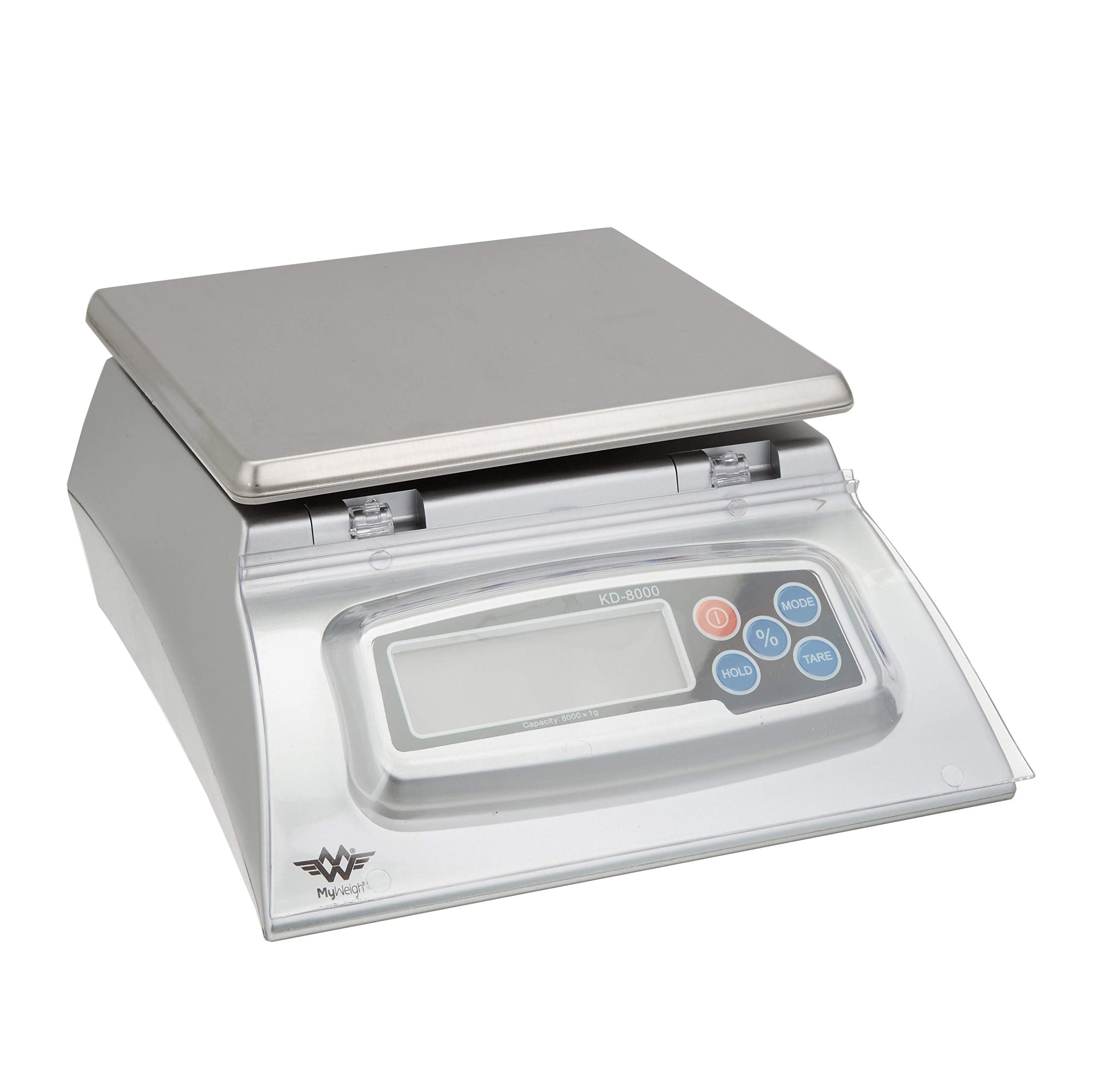 My Weigh Bakers Math KD8000 in silver for precise proportional baking measurements.