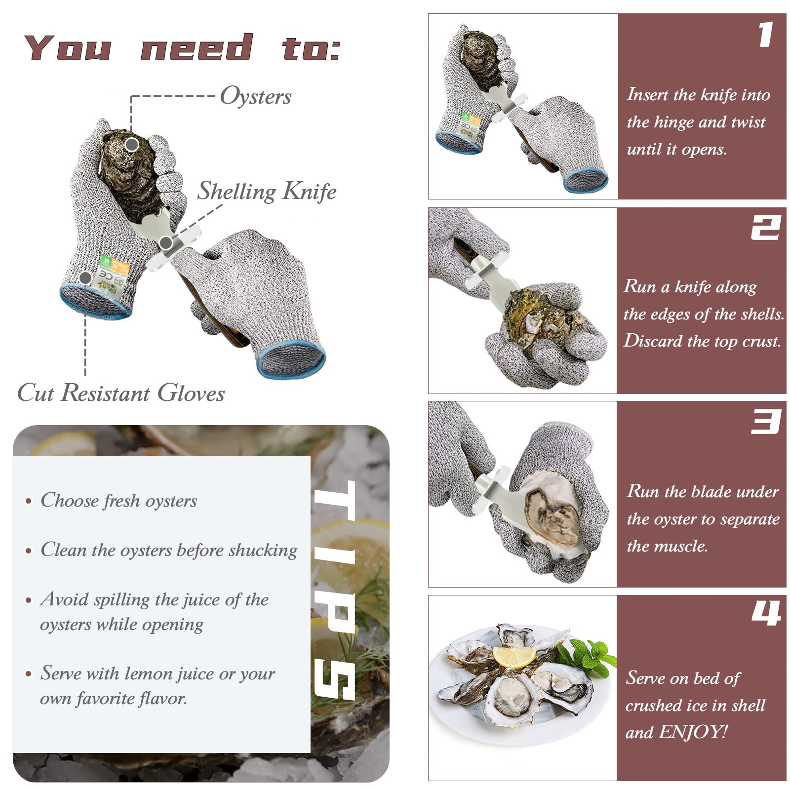 MYBMHTNB ergonomic oyster knife design for a secure grip