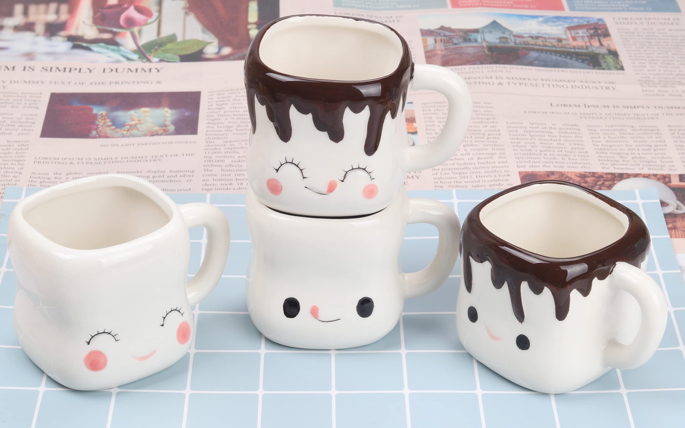 Mycts marshmallow mugs decorate holiday table with cheerful style.
