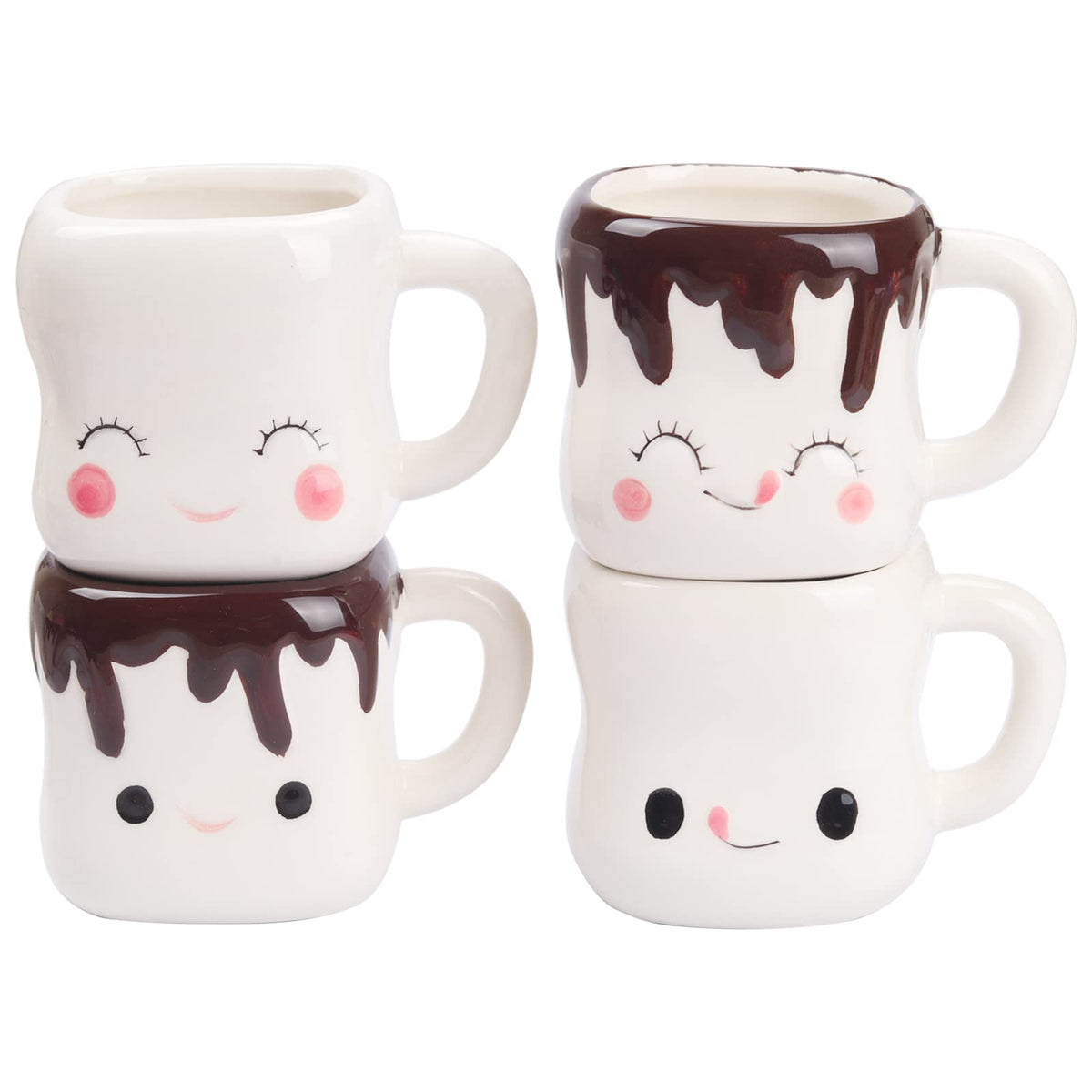 Mycts marshmallow mugs set of four with handles, cozy drinks at home.