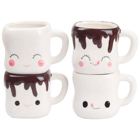 Mycts marshmallow mugs set of four with handles, cozy drinks at home.