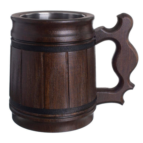 MyFancyCraft MFC beer mug front view with 10 oz capacity and classic brown finish.