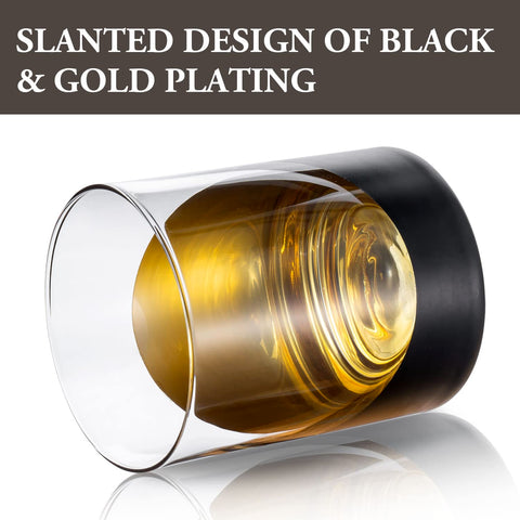 MyGift 12oz matte black glasses with gold interior, side view for versatile serving.