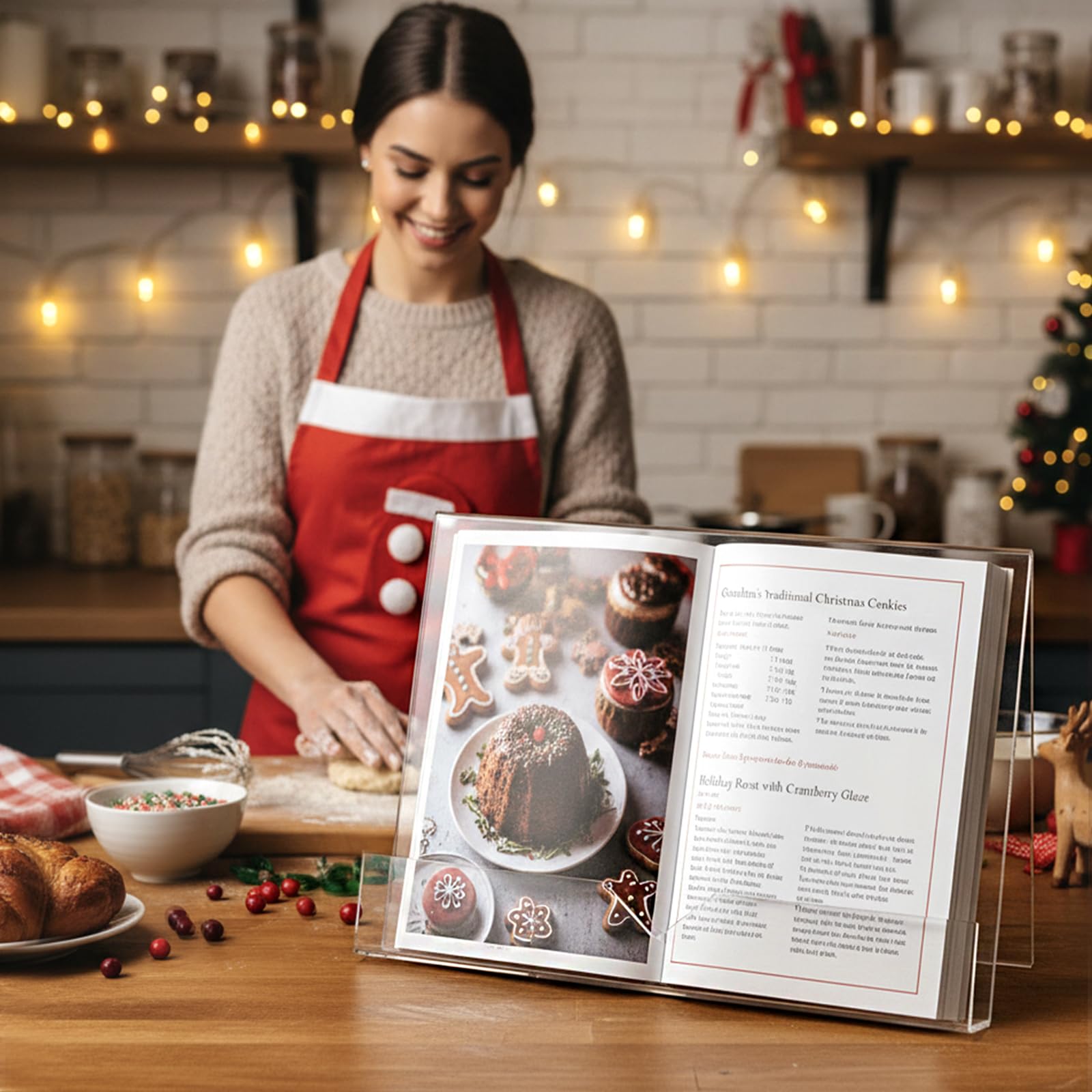 MyGift cookbook stand tabletop display on a kitchen counter