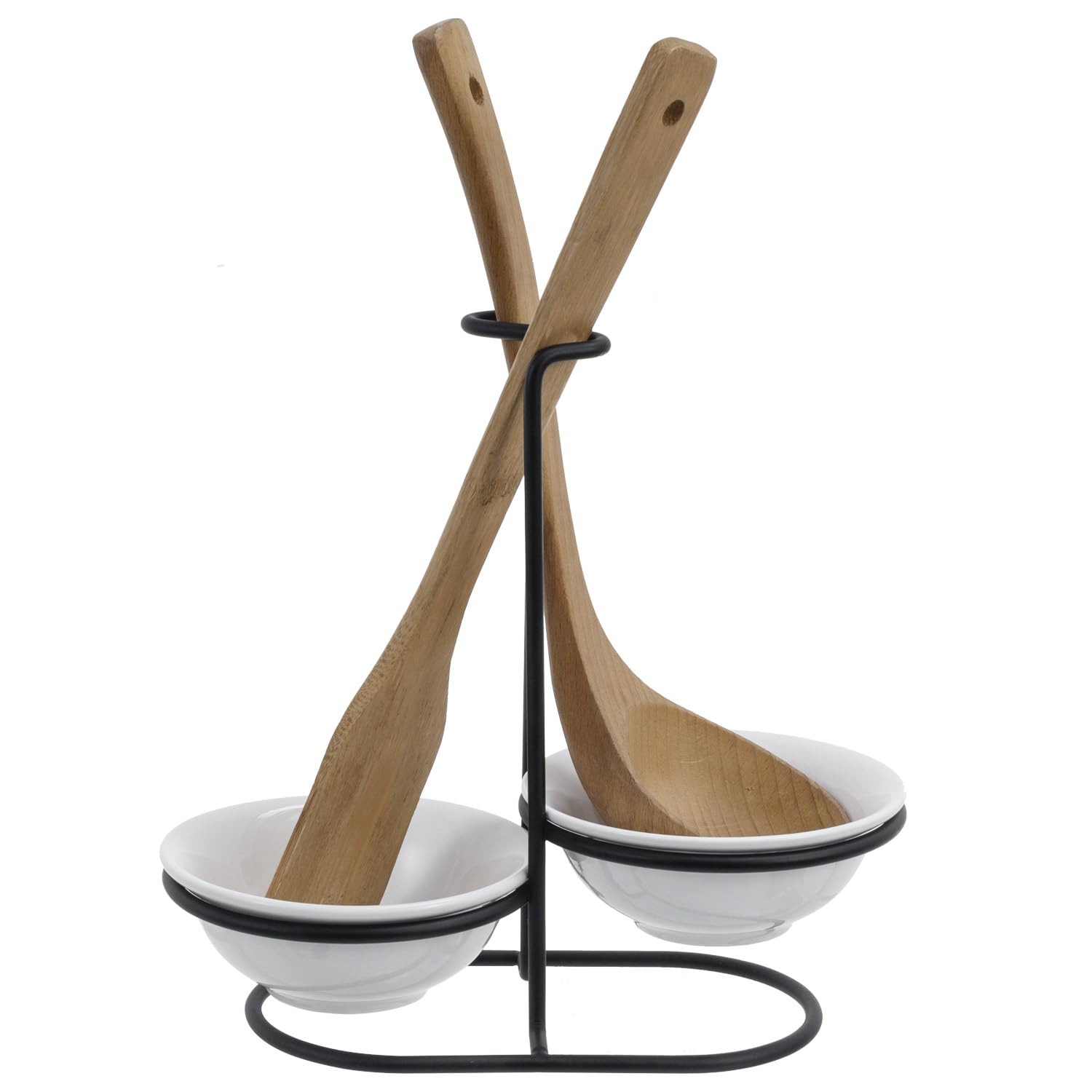 MyGift spoon rest with matte black stand keeps utensils tidy and reachable