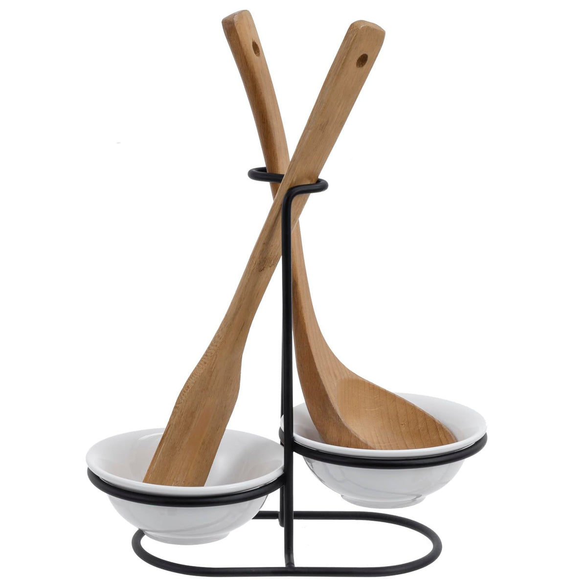 MyGift spoon rest with matte black stand keeps utensils tidy and reachable