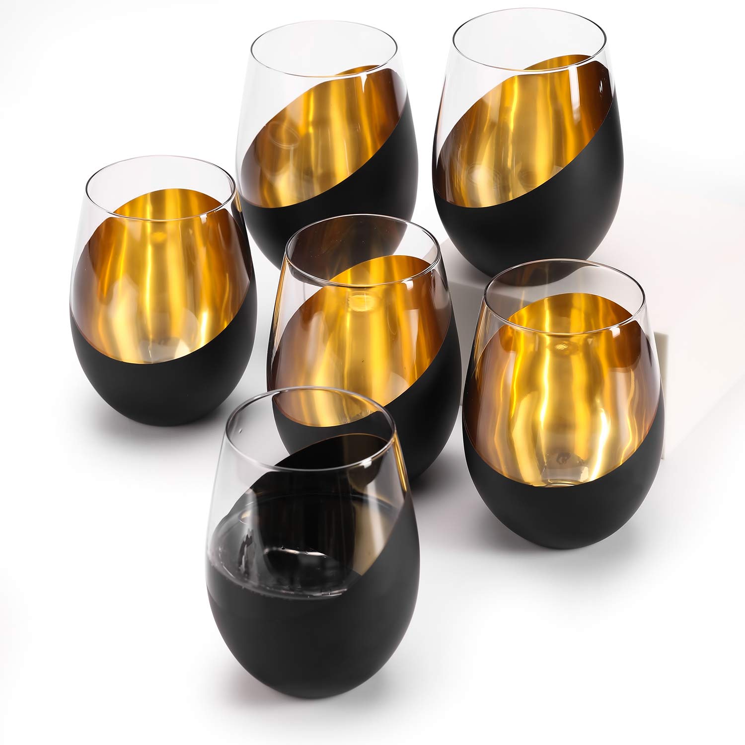 Light reflecting off the brass bottom of a MyGift wine glass