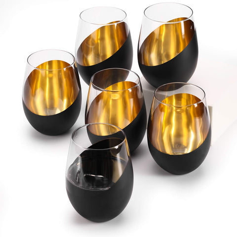 Light reflecting off the brass bottom of a MyGift wine glass