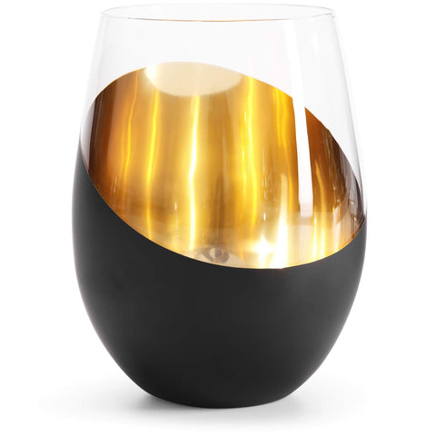Display of MyGift 6-pack stemless wine glasses in packaging