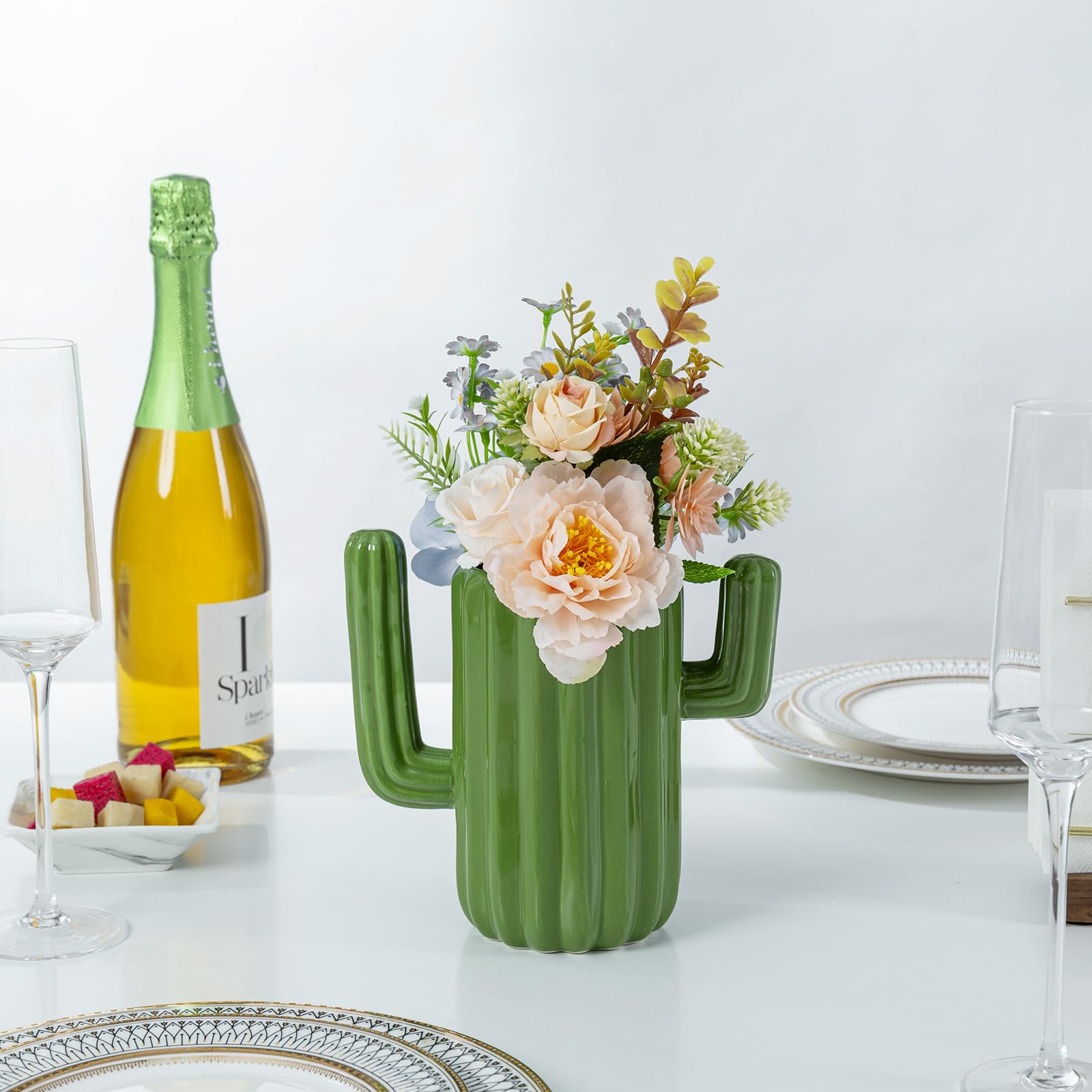 MyGift seven-inch tall cactus holder adds whimsy while organizing utensils.
