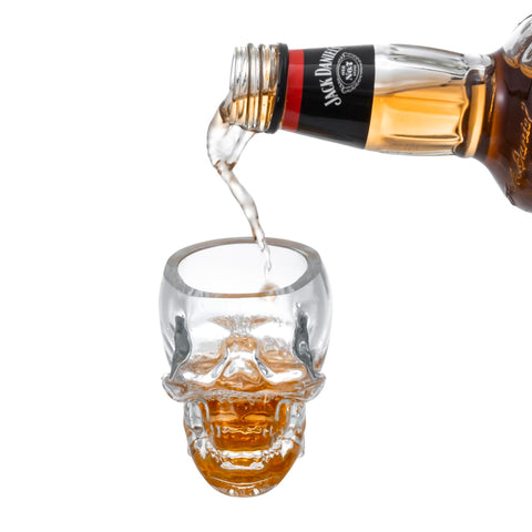 MyGift skull shot glasses display liquor color beautifully in clear glass.