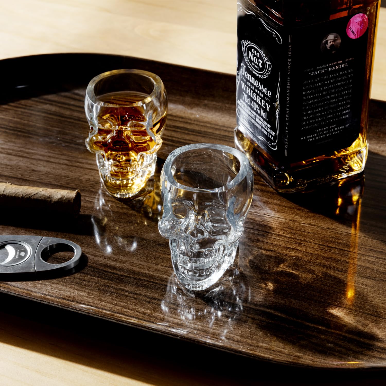 MyGift skull shot glasses are dishwasher-safe for quick cleanup.