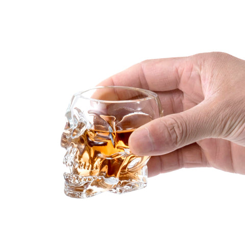 MyGift shot glasses show detailed skull rim design for tactile use.