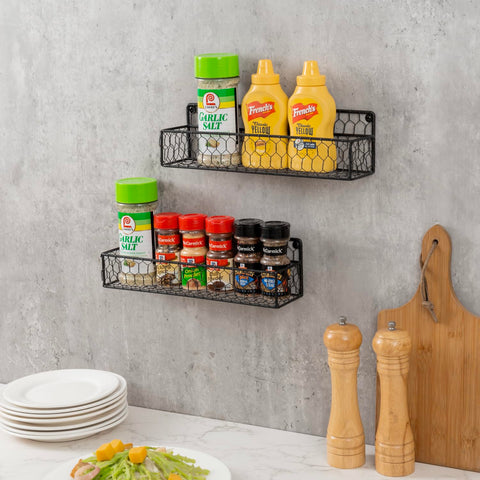 MyGift small spice shelf organizer pair keeps herbs visible and accessible