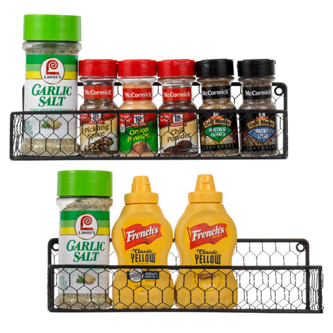 MyGift spice rack view shows spices within reach thanks to wire shelves