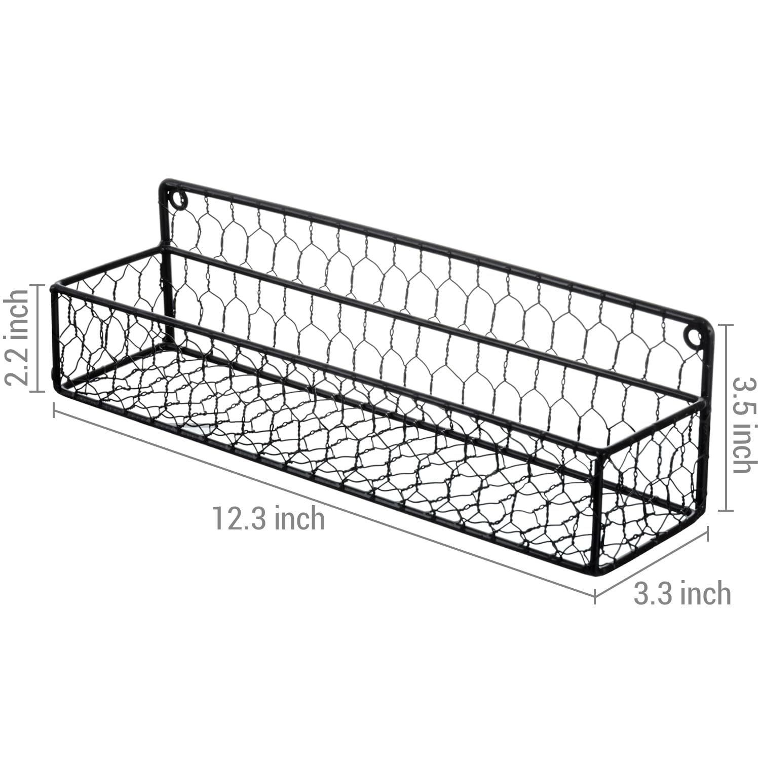 MyGift wall-mounted spice rack dimensions 3.4H x 12.2W x 2.8L inches with 3-inch projection