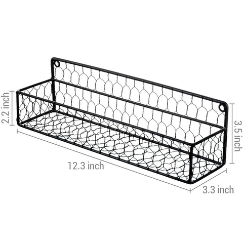 MyGift wall-mounted spice rack dimensions 3.4H x 12.2W x 2.8L inches with 3-inch projection