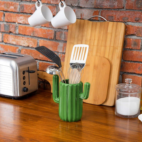 MyGift spoon-ladle organizer in green complements desert-inspired kitchens.