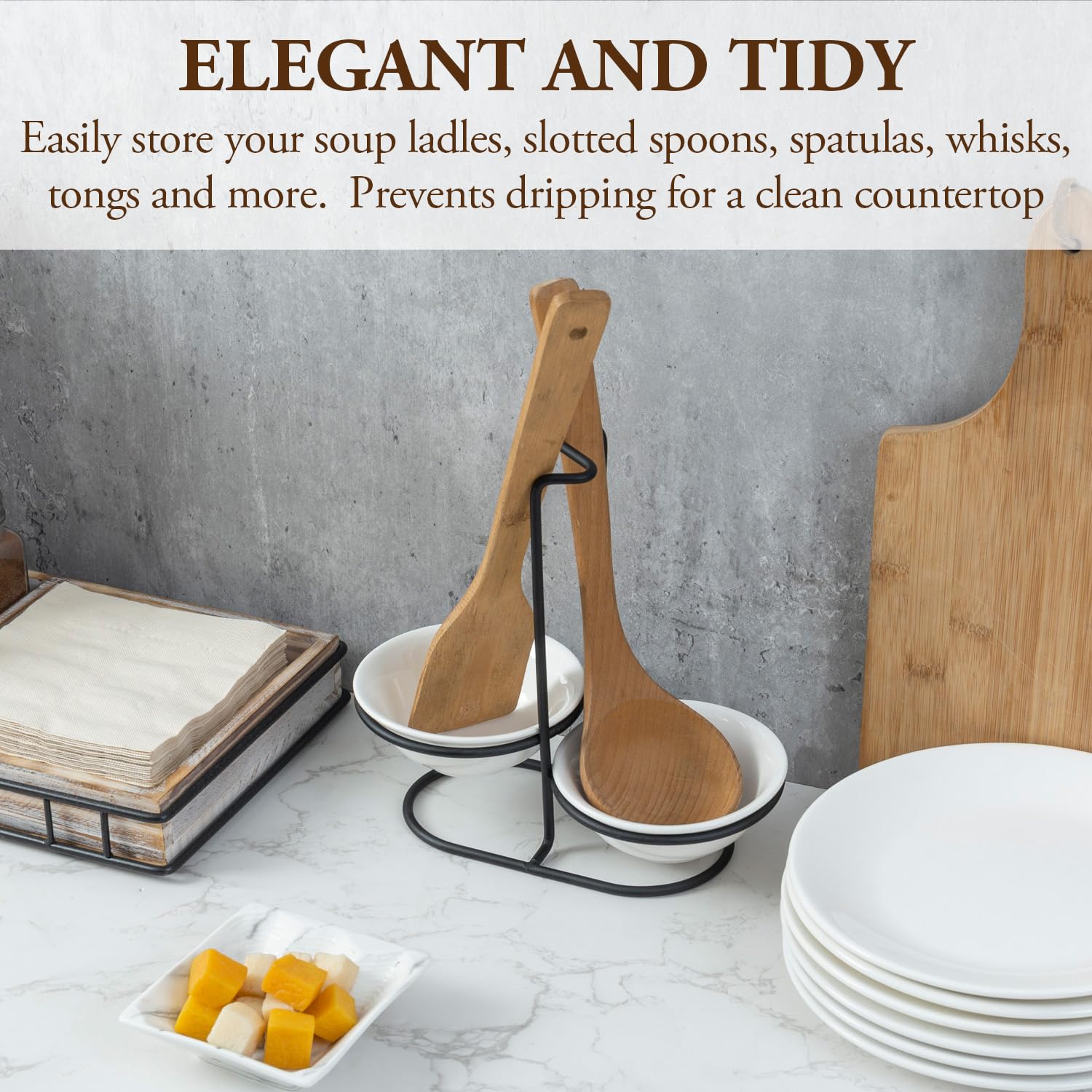 MyGift two ceramic bowls provide ample utensil storage near the prep area