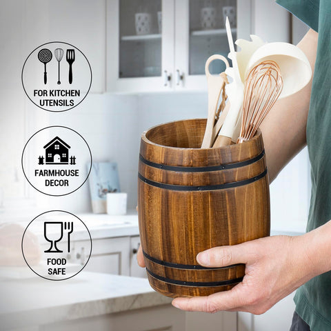 MyGift vintage-style crock enhances counter organization for everyday cooking.