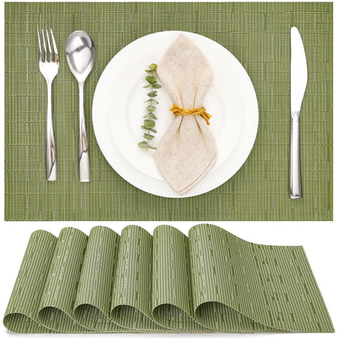 Myir JUN placemats set6 with green weave for everyday dining protection.