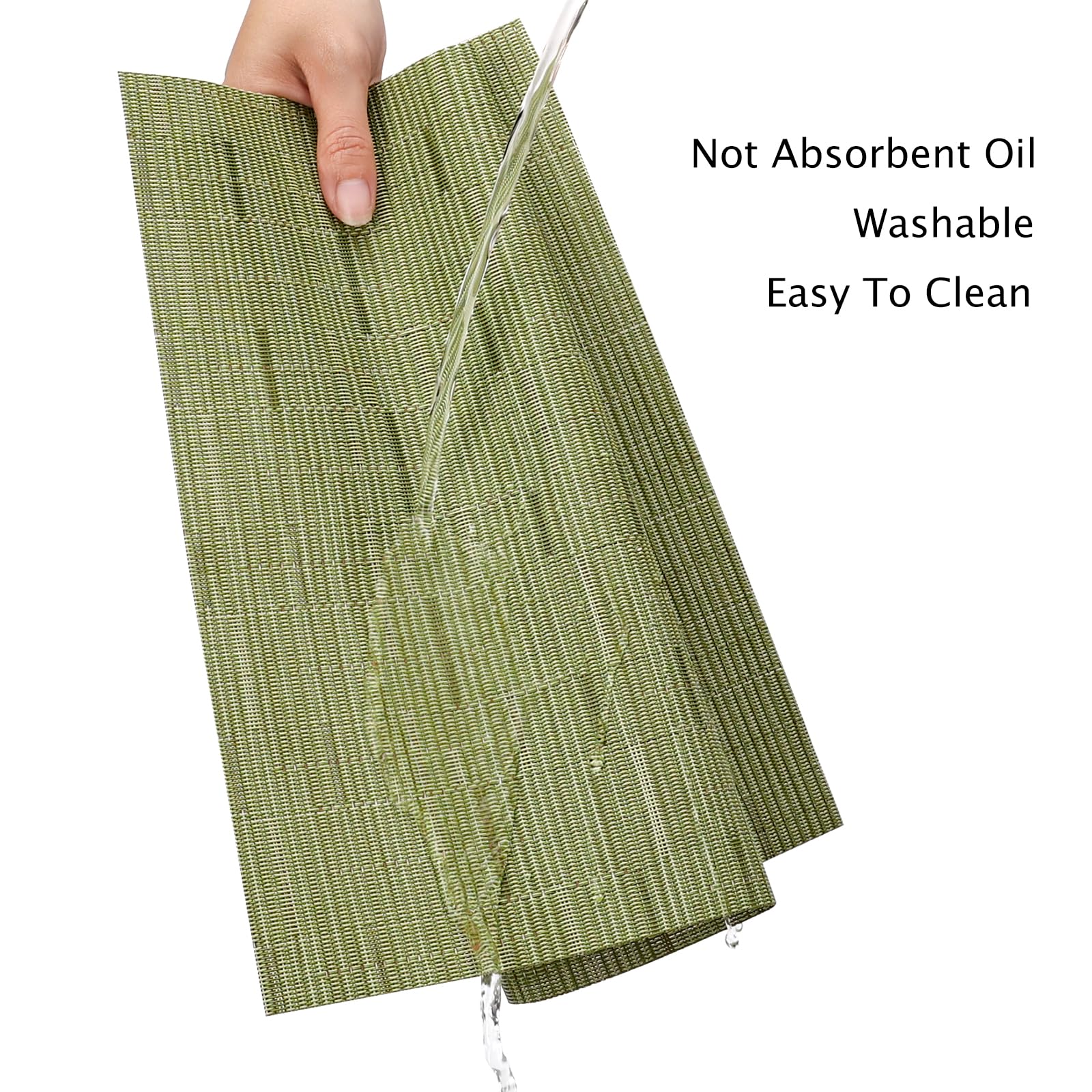 Close-up of green weave showing durable corner sealing and long-lasting use.