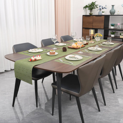Set of six placemats provides coordinated coverage for meals.