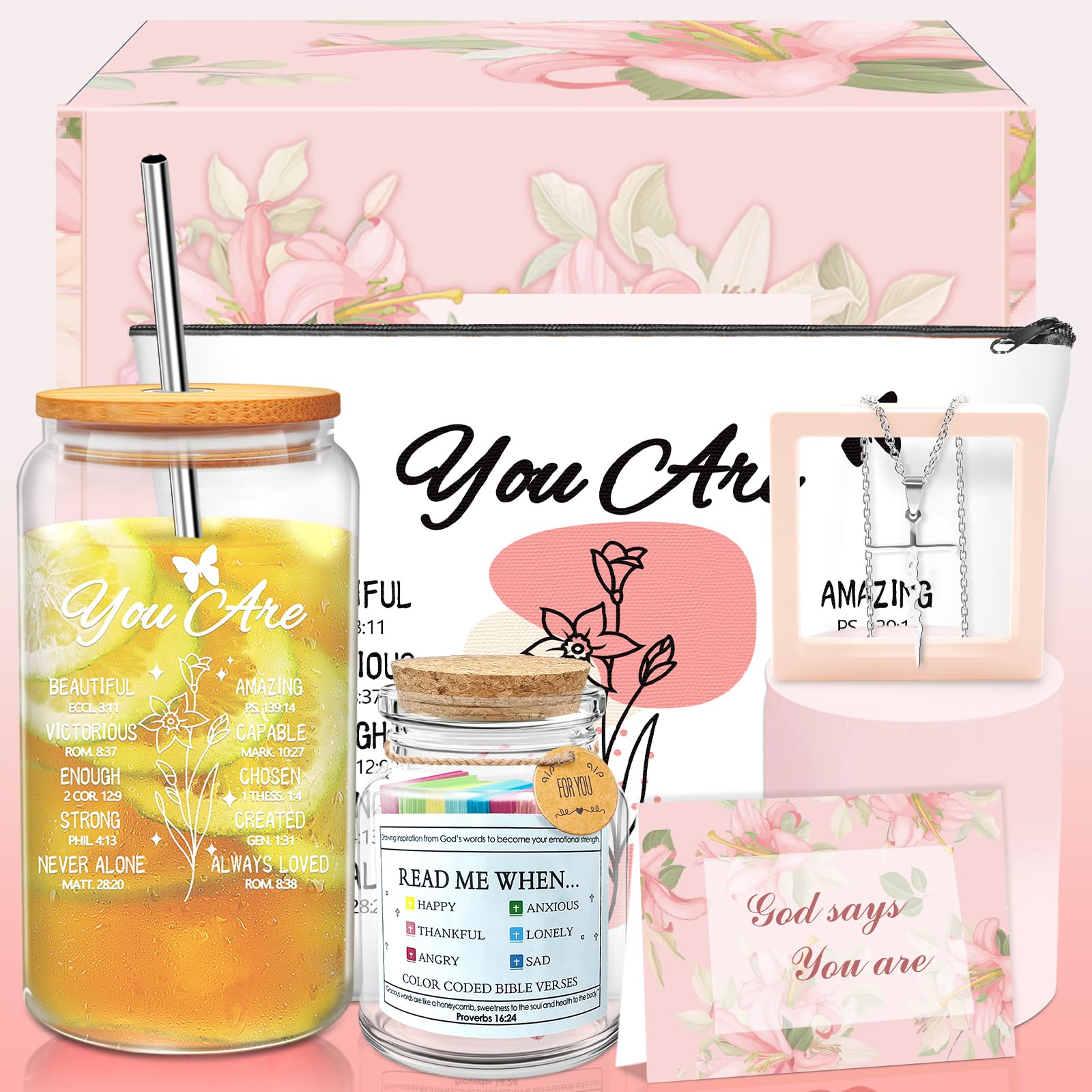 MYKILOS Christian gifts for women set tumbler with lid for on-the-go hydration and faith-inspired moments.