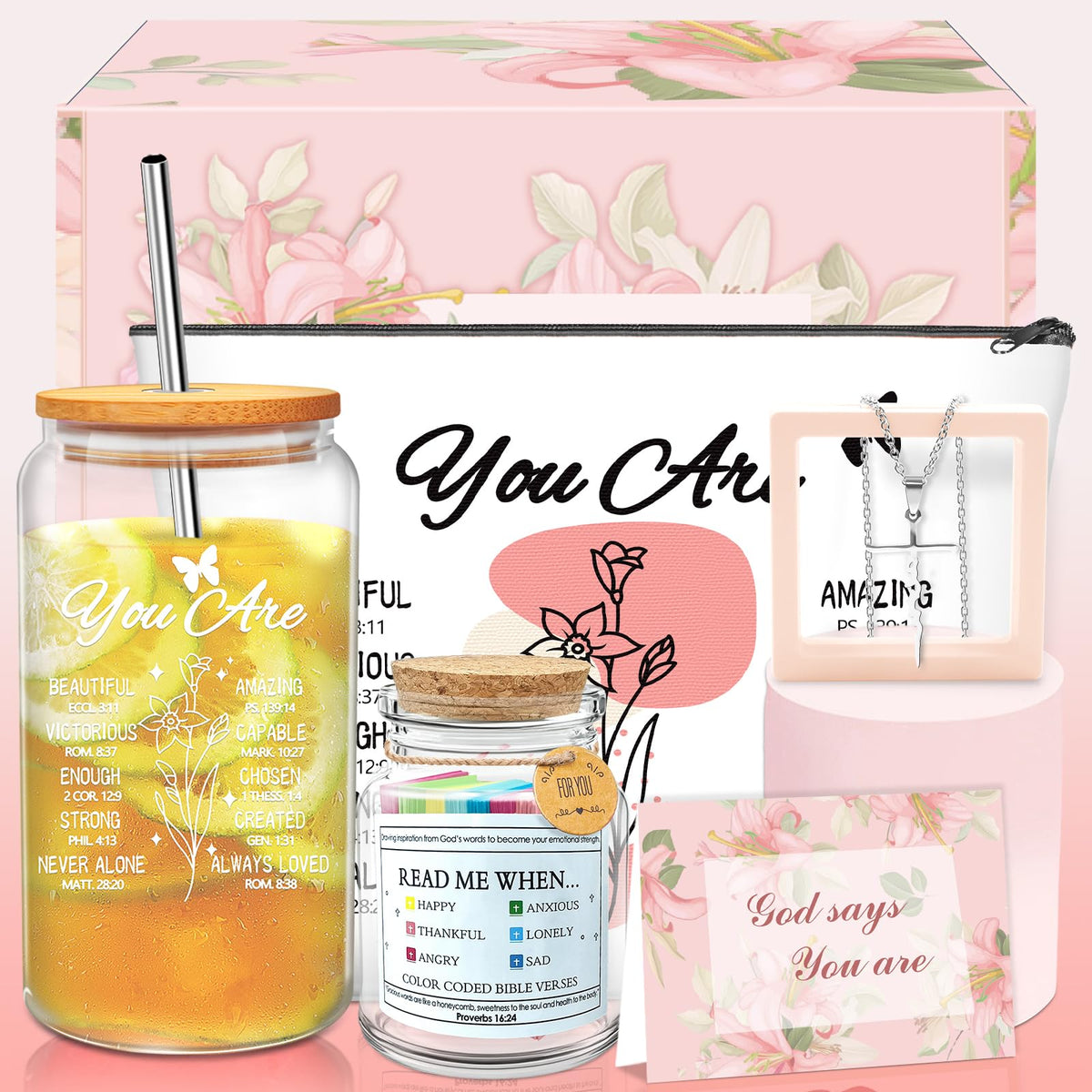 MYKILOS Christian gifts for women set tumbler with lid for on-the-go hydration and faith-inspired moments.