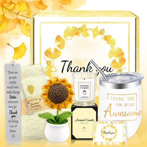 MYKILOS gift box with tumbler and sunflower crochet for appreciation moments.
