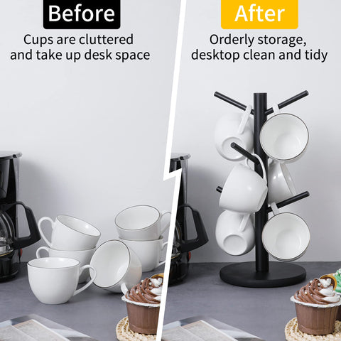 MyLifeUNIT durable black mug stand fits modern kitchen decor.