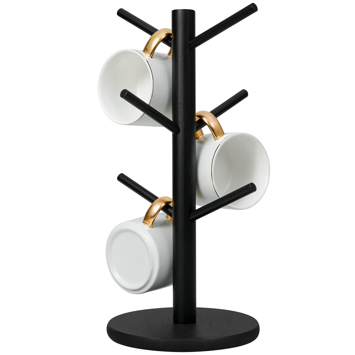 MyLifeUNIT mug holder tree with six hooks keeps cups organized and dry.
