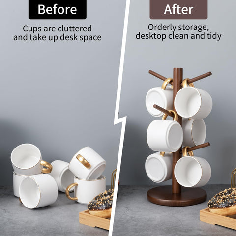 MyLifeUNIT mug holder tree cups hanging demonstrates space-saving display