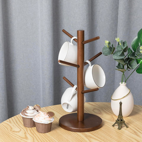MyLifeUNIT mug holder tree wood finish detail shows natural brown tones