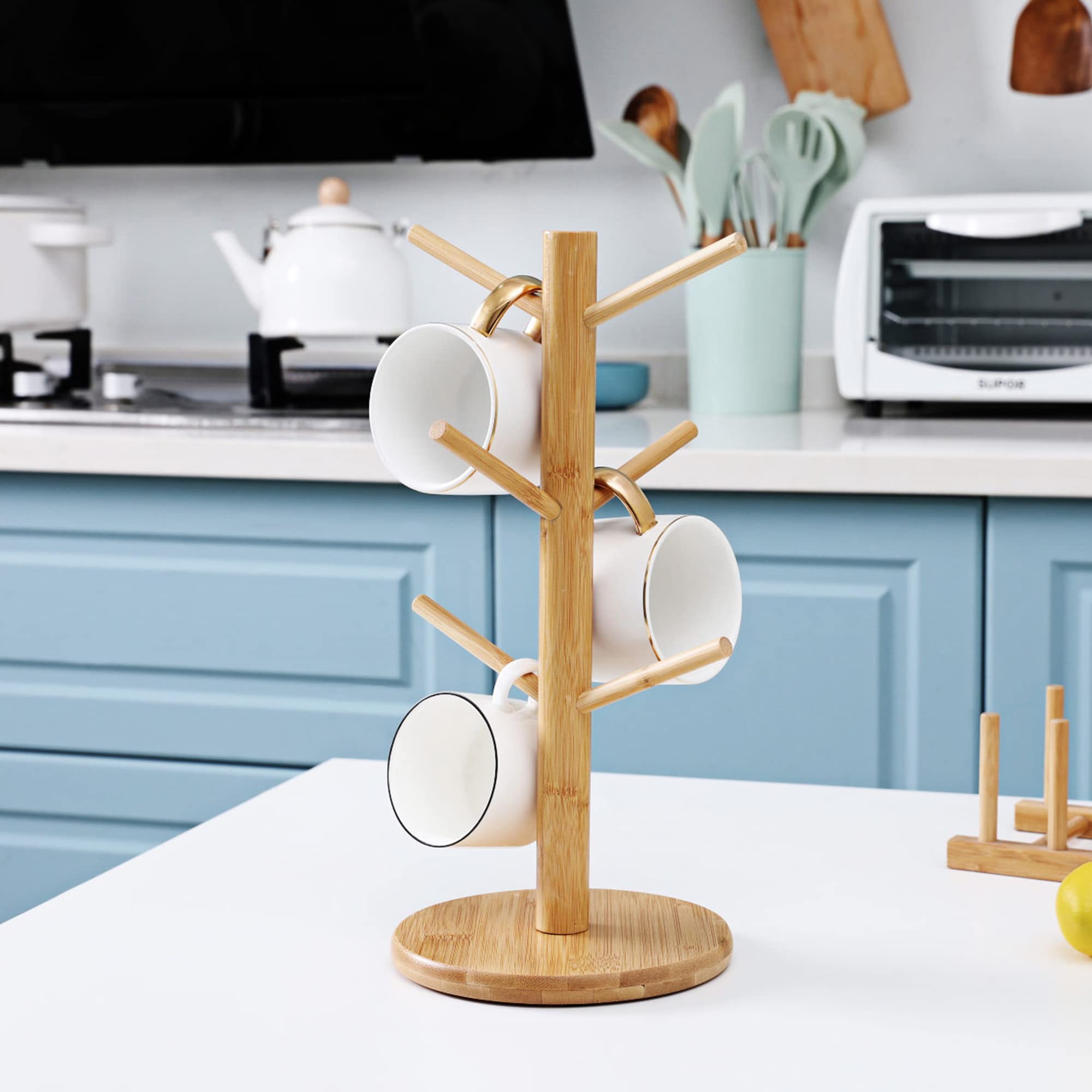 MyLifeUNIT mug holder tree wooden stand for sturdy daily use.